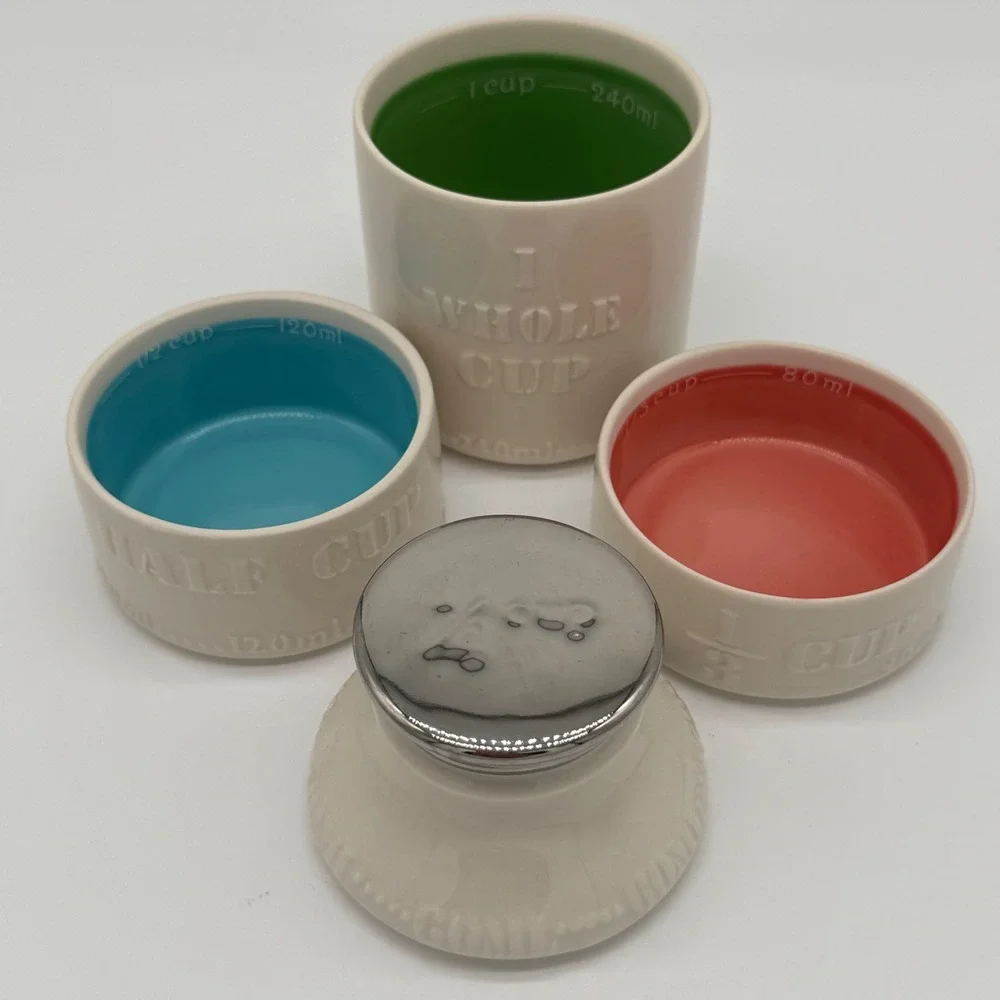 M Costa Ceramic Milk Bottle Measuring Cups Set 4 Pc Teal Threshold Style